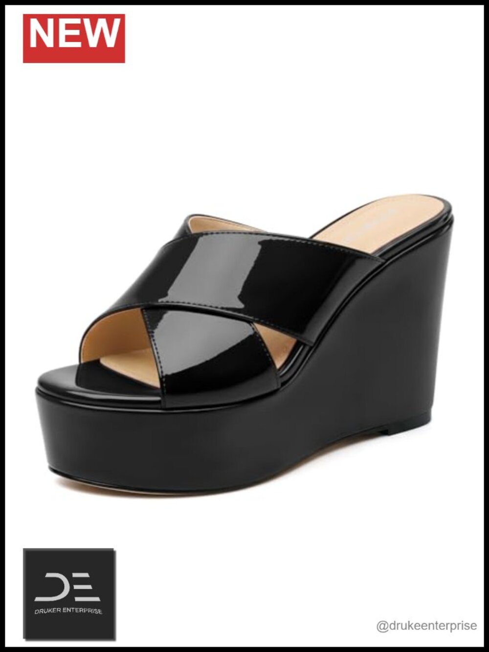 Women's Wedge Sandals Platform High Heels Slip On Cross Strap Summer Dress Shoes